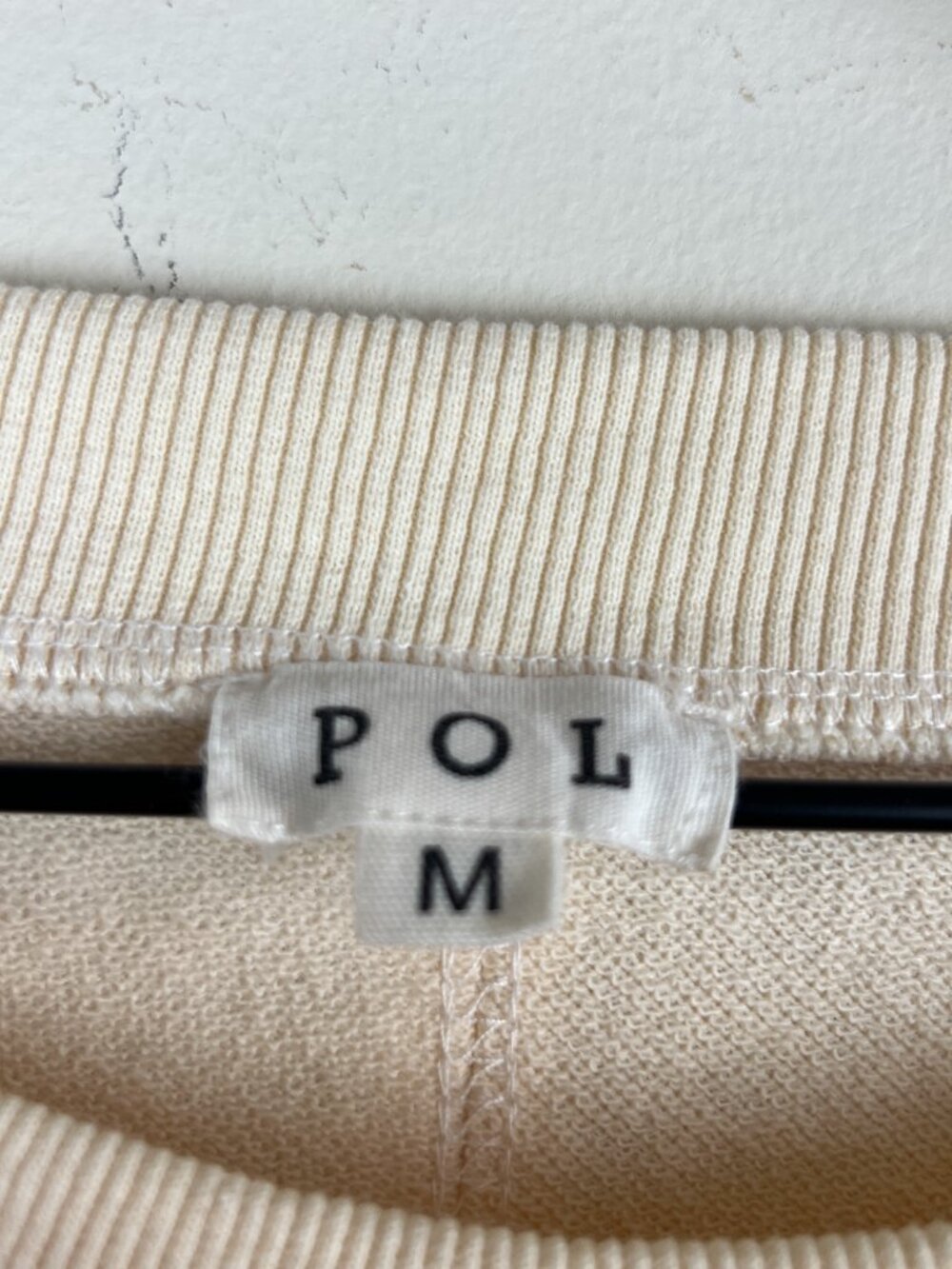 POL Cream Patchwork Love Long Sleeve Pullover Sweatshirt - Picture 4 of 6